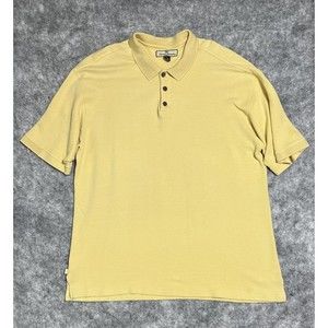 Tommy Bahama Shirt Men's XL Polo 70% Silk Yellow Soft Waffle Texture
